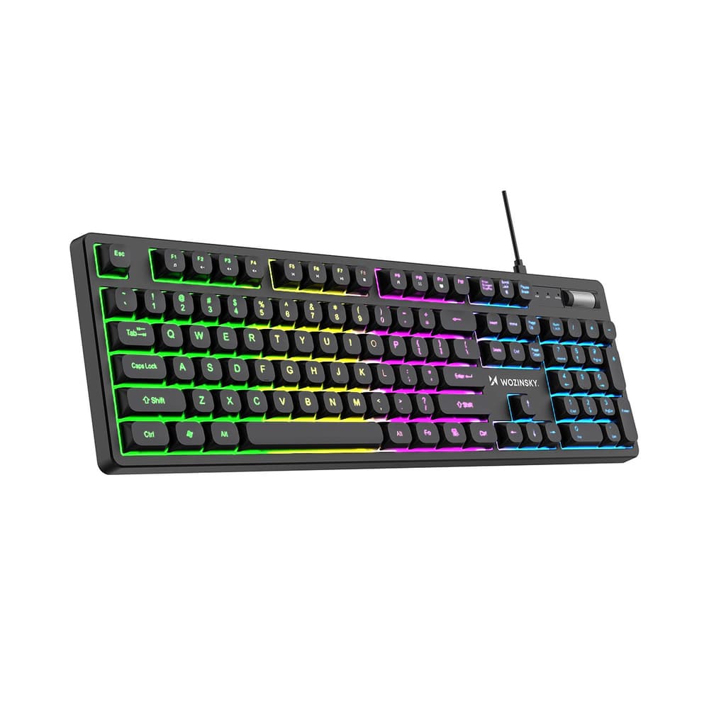 Wozinsky WKG-200 RGB gamerska membranska tipkovnica z vrtljivim gumbom, črna