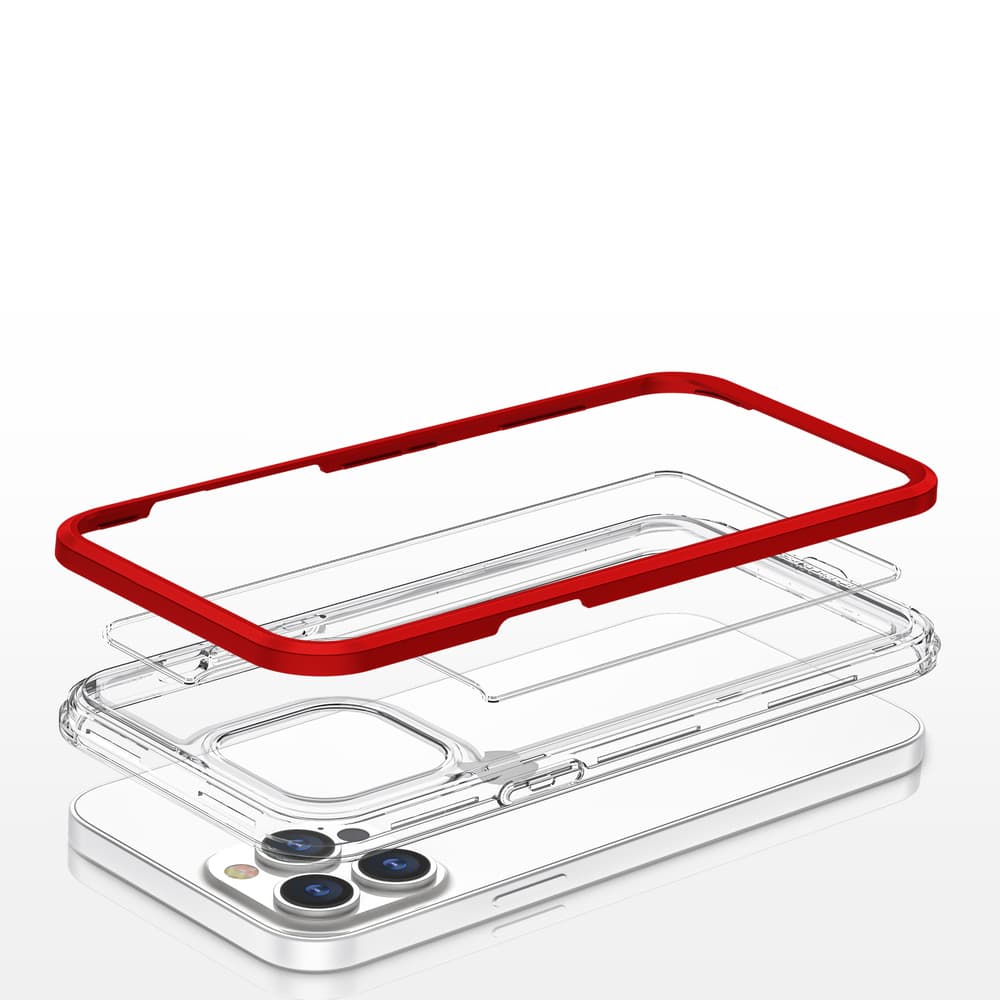Hurtel ovitek Clear 3in1 za iPhone 13 Pro Max, rdeč okvir 5
