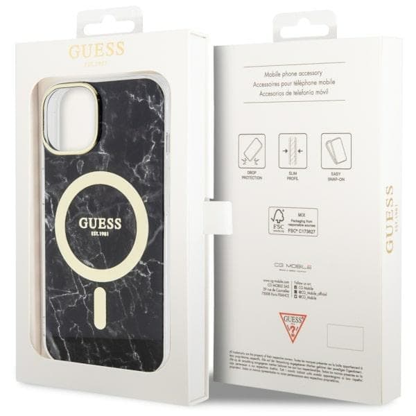 Ovitek Guess Marble MagSafe za iPhone 14 Plus, črn 8