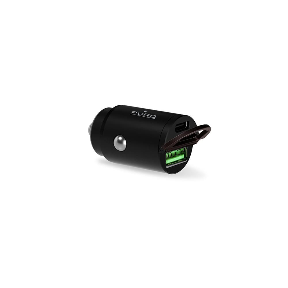 Puro Mini avtomobilski polnilnik 30W USB-C + USB-A, črn 3