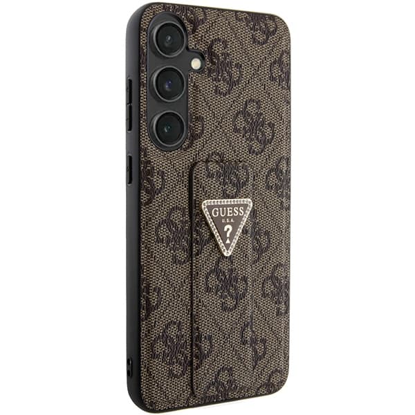 Guess Grip Stand 4G Triangle Strass etui z MagSafe za Samsung S24 - rjava 4