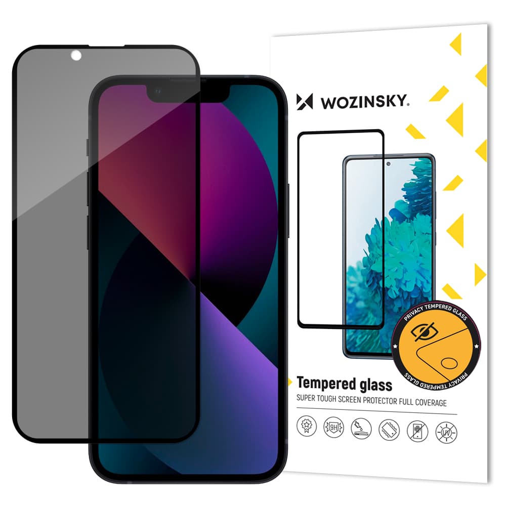 Wozinsky Privacy Glass s filtrom Anti Spy za iPhone 17e/16e/14/13/13 Pro
