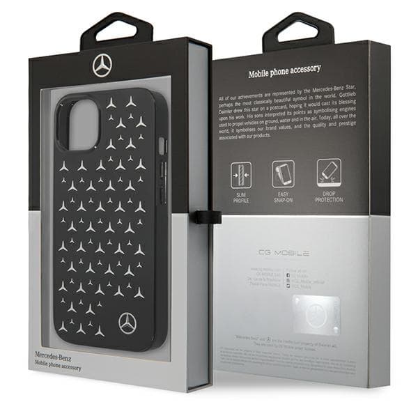 Mercedes ovitek Silver Stars Pattern za iPhone 13 mini - črn 8