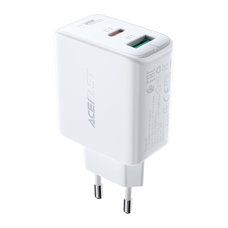 Acefast stenski polnilnik USB-C/USB 32W, PD, QC 3.0, AFC, FCP, bel (A5)