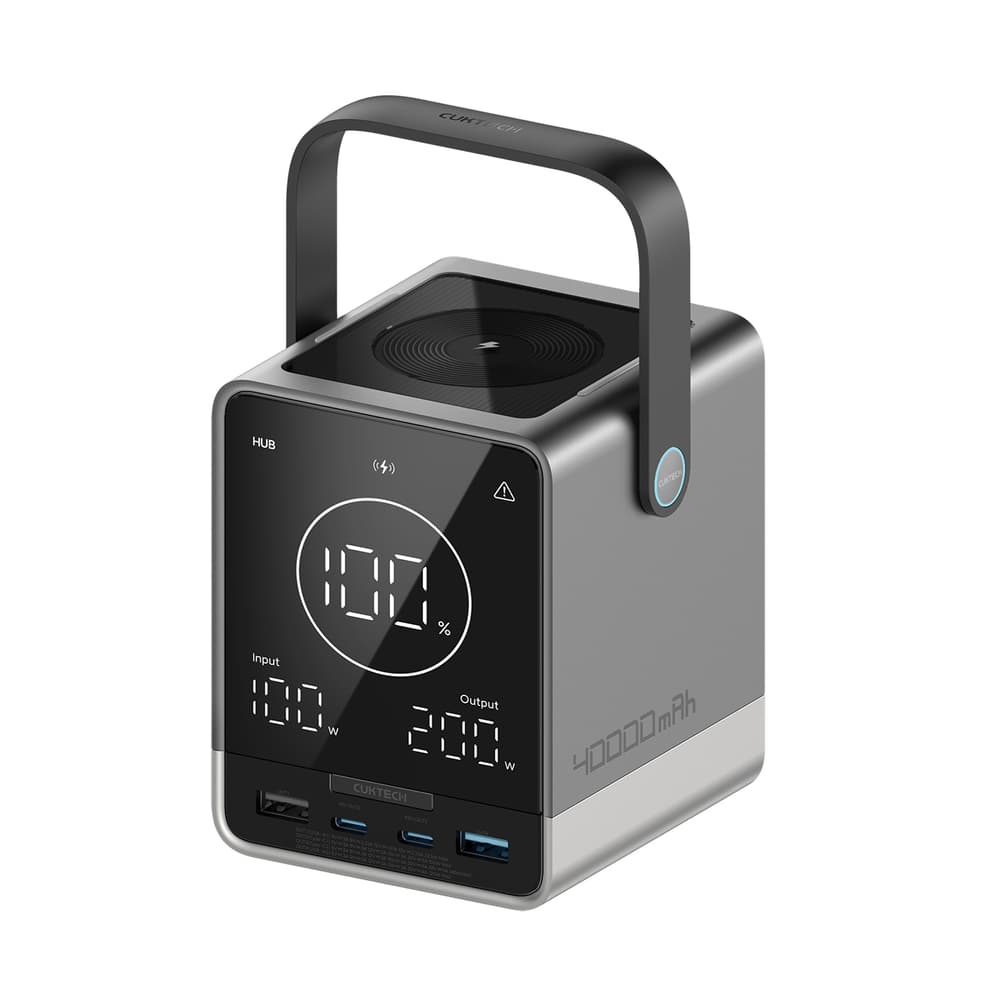 Cuktech Powerbank 300W 40000mAh z brezžičnim polnjenjem 2x USB-C + 2x USB-A - črna