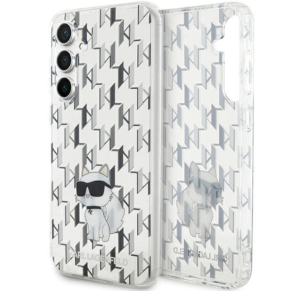Karl Lagerfeld Monogram Choupette ovitek za Samsung S23 FE, prozoren