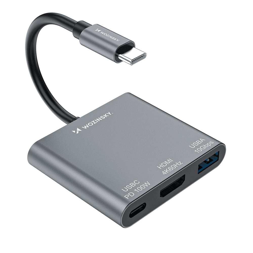 Wozinsky WHCH-01 USB-C Hub, PD 100W, HDMI 4K@30Hz, USB-A 10Gbps - siv 2