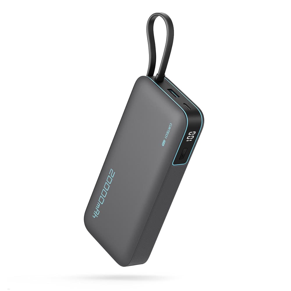 Cuktech 45W 20000mAh powerbank z vgrajenim USB-C kablom - siv
