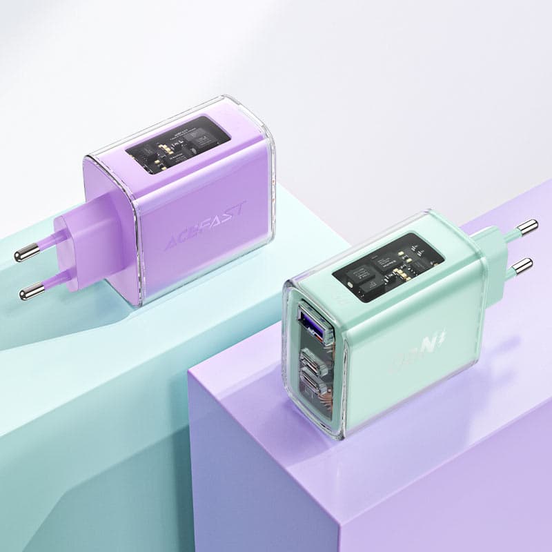 Acefast GaN 65W polnilec s 3 vrati (USB, 2xUSB C) - zelen (A45) 8