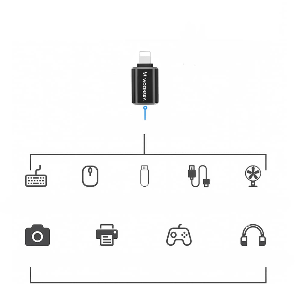 Wozinsky WALA-01 Lightning na USB-A OTG adapter (črn) 8
