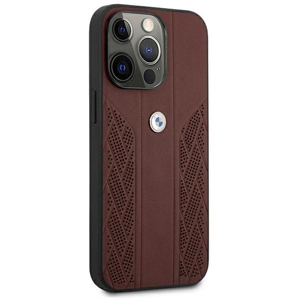 BMW usnjena etui Curve Perforate za iPhone 13 Pro / iPhone 13 - Rdeča 3