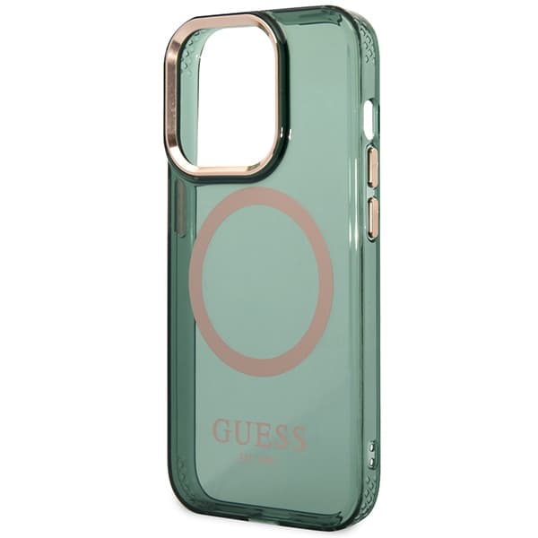 Ovitek Guess Gold Outline Translucent MagSafe za iPhone 14 Pro Max, zelen 6