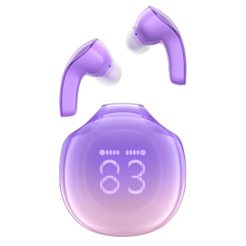 Brezžične slušalke Acefast T9 Bluetooth 5.3 in-ear z zaslonom - vijolične