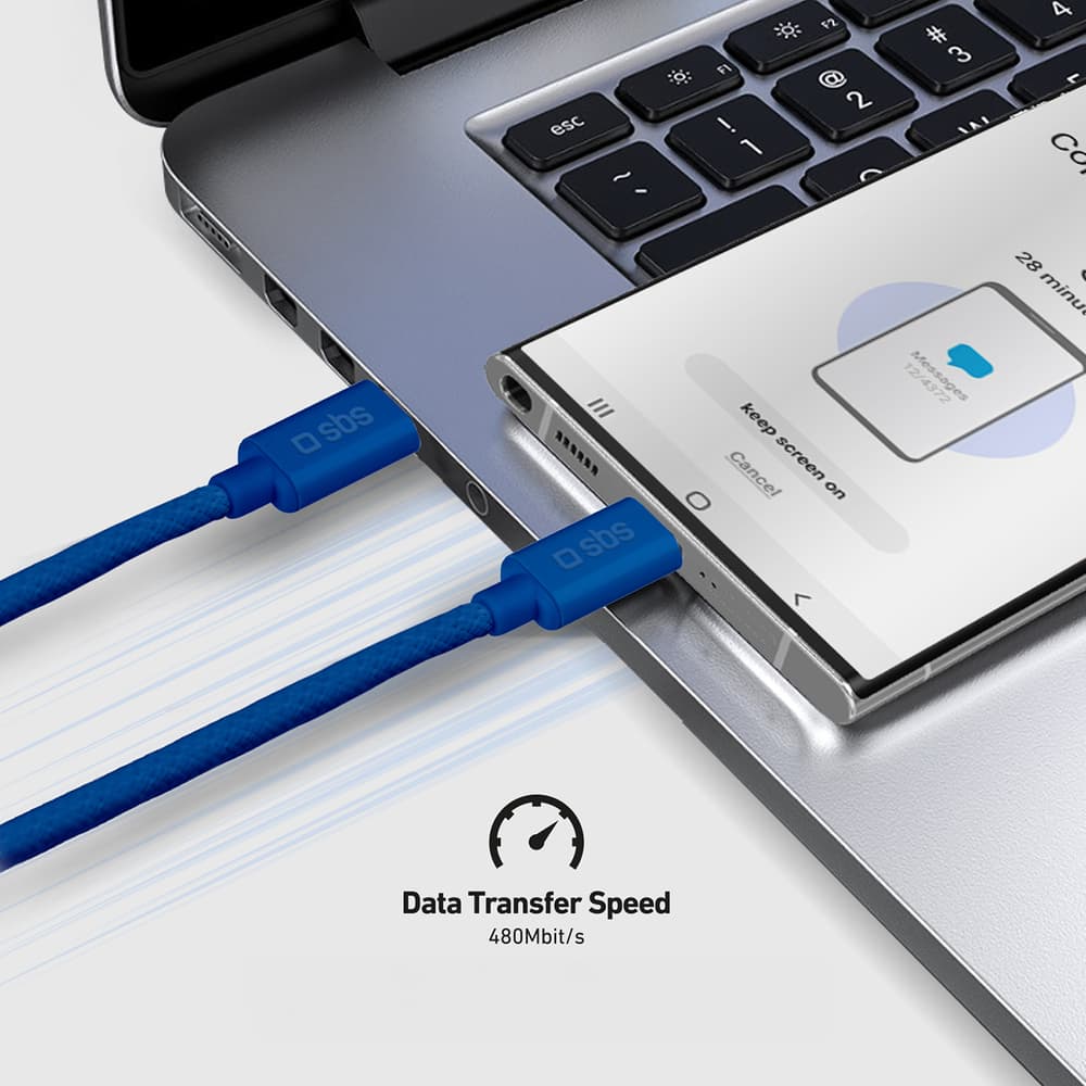 SBS TECABLETISSUETCCB USB-C v USB-C, 1,5m, 60W, pleten kabel - modri 7
