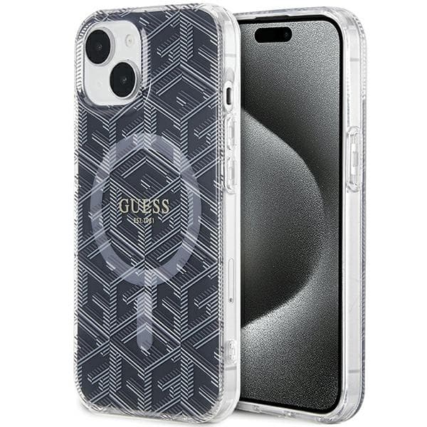 Guess IML GCube MagSafe etui za iPhone 15 Plus / 14 Plus - črna