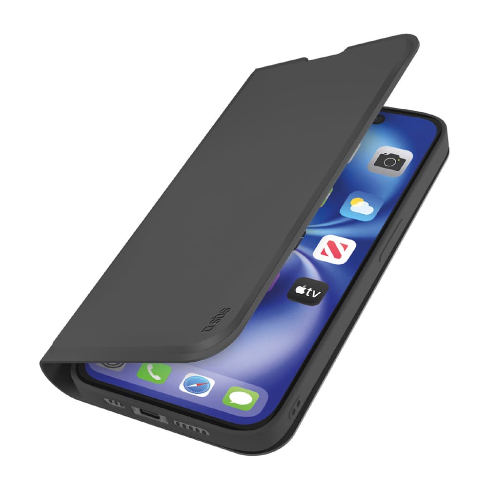 SBS etui Wallet Smooth za iPhone 16e/17e s preklopom - črn