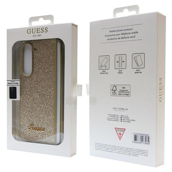Ovitek Guess Glitter Script za Samsung Galaxy Z Fold 5 - zlata 7