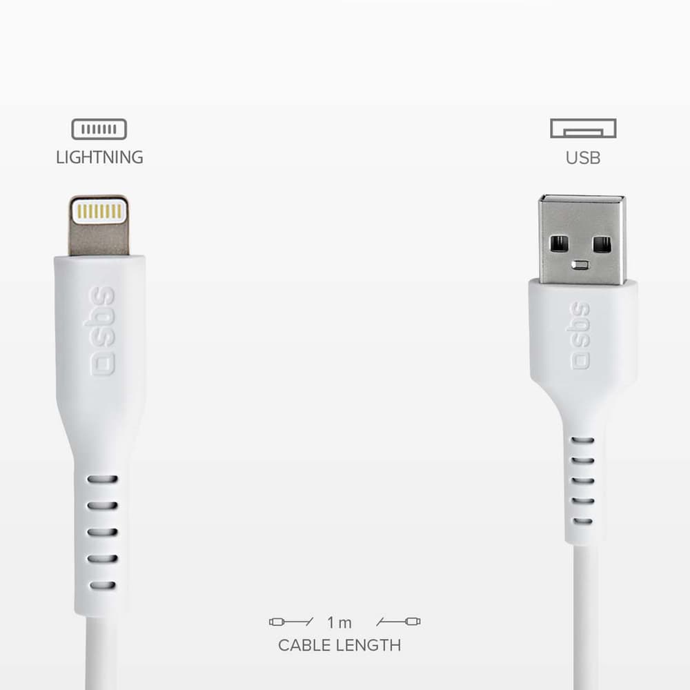 SBS TECABLEUSBIP589W USB-A v Lightning kabel, 1m - beli 5