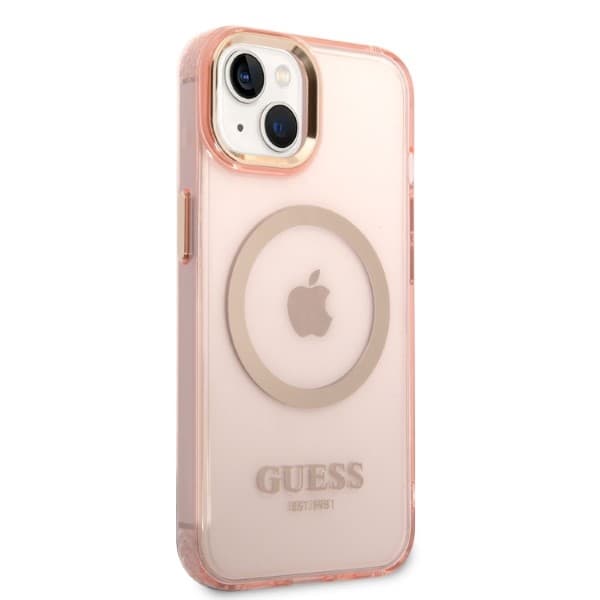 Ovitek Guess GUHMP14SHTCMP za iPhone 14 6.1" roza z zlatim obrobom MagSafe 4