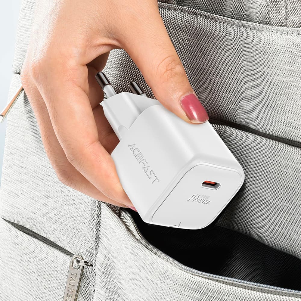 Acefast A73 Mini PD 20W GaN Polnilnik + USB-C kabel - bel 6
