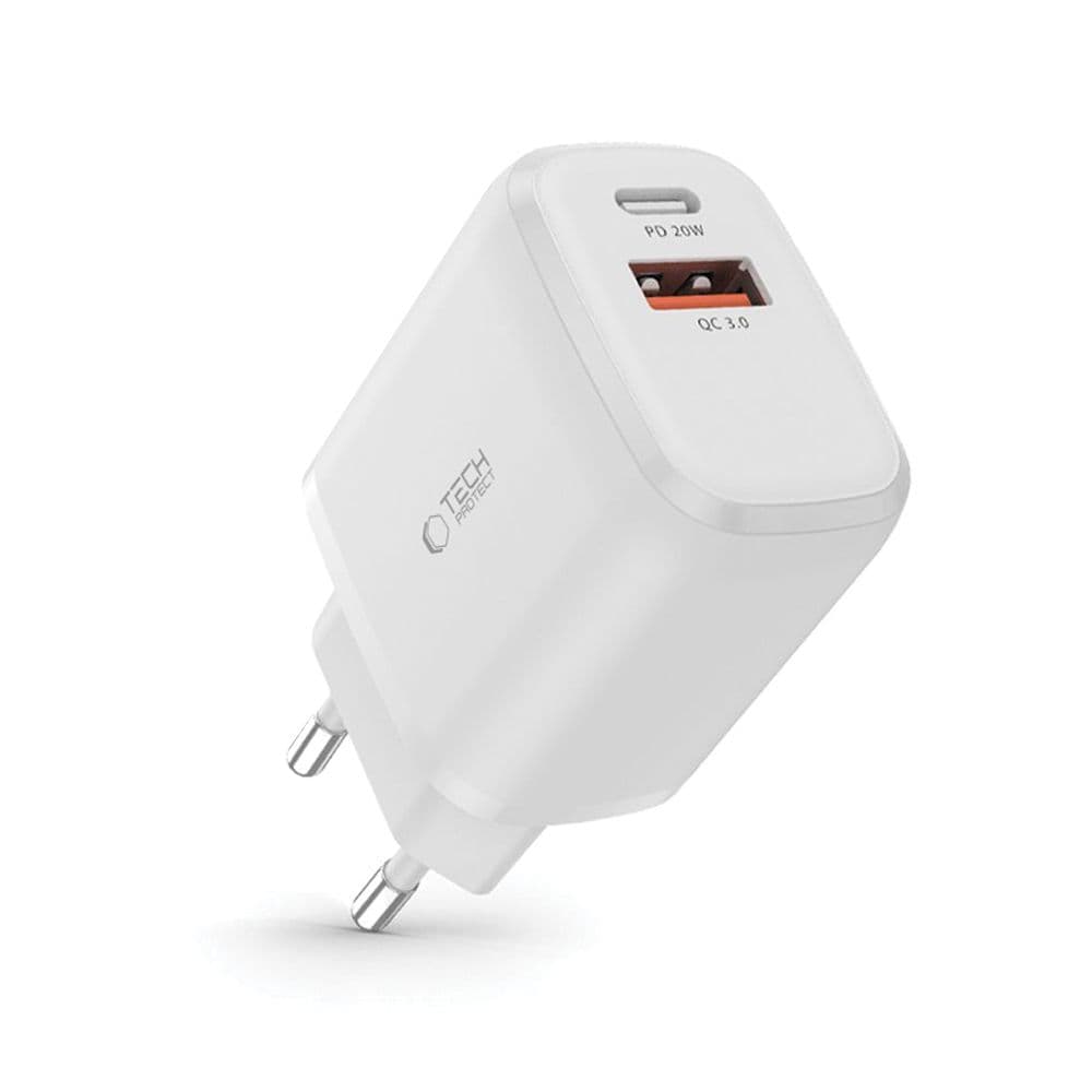 Tech-Protect C20W polnilnik USB-C PD 20W / USB-A QC 3.0 - bel 2