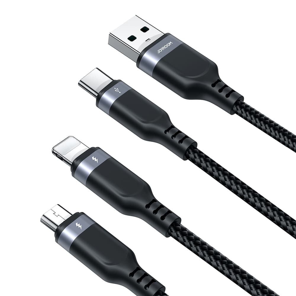 Joyroom Multi-Use S-A18 3v1 USB-A kabel (Lightning/USB-C/micro USB) 0.3m - črn 4