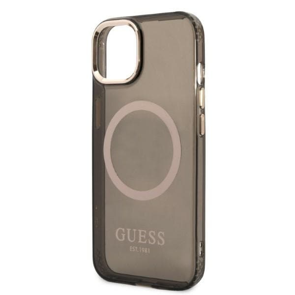 Guess Gold Outline Translucent MagSafe etui za iPhone 13 - črna 6
