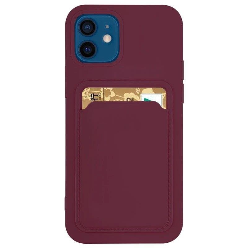 Hurtel Card Case silikonski ovitek z režo za kartice za Xiaomi Redmi 10X 4G / Note 9, burgundska