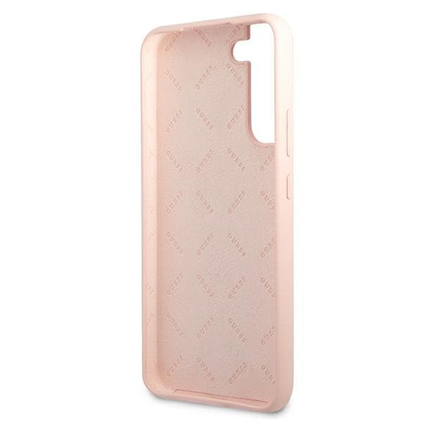 Ovitek Guess Silicone Script Metal Logo za Samsung S22+ S906 - roza 7