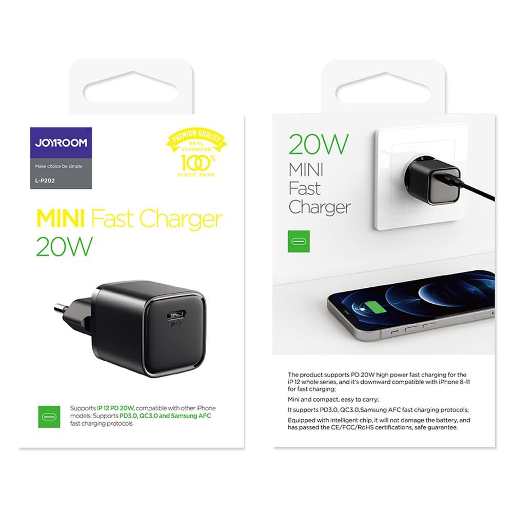 Joyroom USB-C PD 20W hitri polnilnik Quick Charge 3.0, črn 5