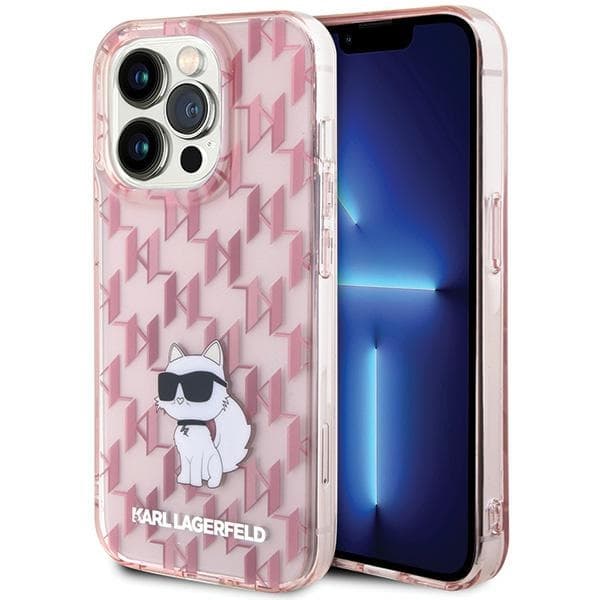 Karl Lagerfeld ovitek za iPhone 15 Pro Max, Monogram Choupette, roza
