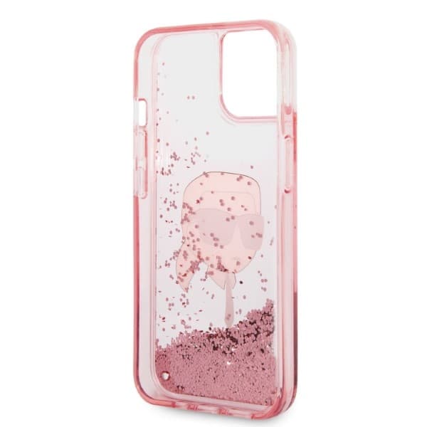 Karl Lagerfeld Glitter Karl's Head etui za iPhone 14 Plus - roza 7