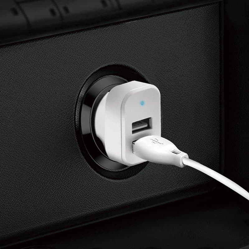 Dudao R7 avto polnilec 2x USB 2.4A + 3v1 kabel USB (Lightning/Type-C/Micro USB), bel 4