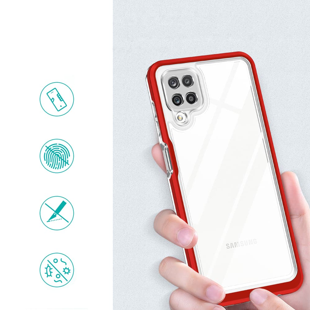Hurtel ovitek Clear 3in1 za Samsung Galaxy A22 4G, rdeč 2
