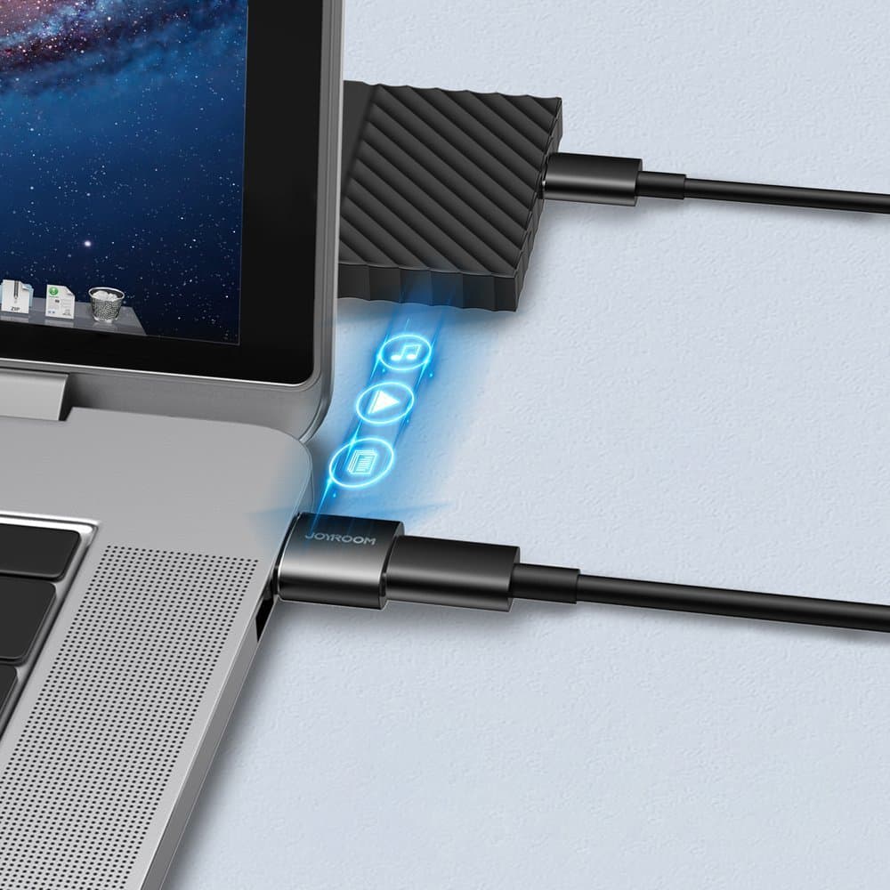 Joyroom adapter USB-C (ženski) na USB-A (moški) 2 kosa, črn 3