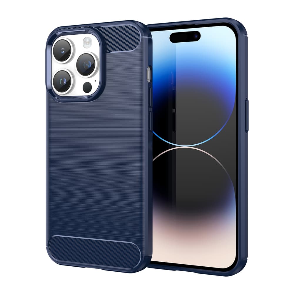 Hurtel Carbon ovitek za iPhone 14 Pro, moder