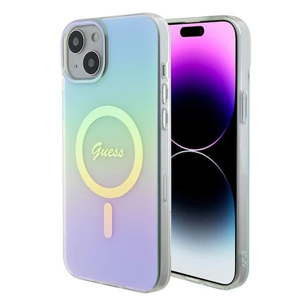 Ovitek Guess GUHMP15MHITSQ IML Iridescent MagSafe za iPhone 15 Plus 6.7" - turkizen