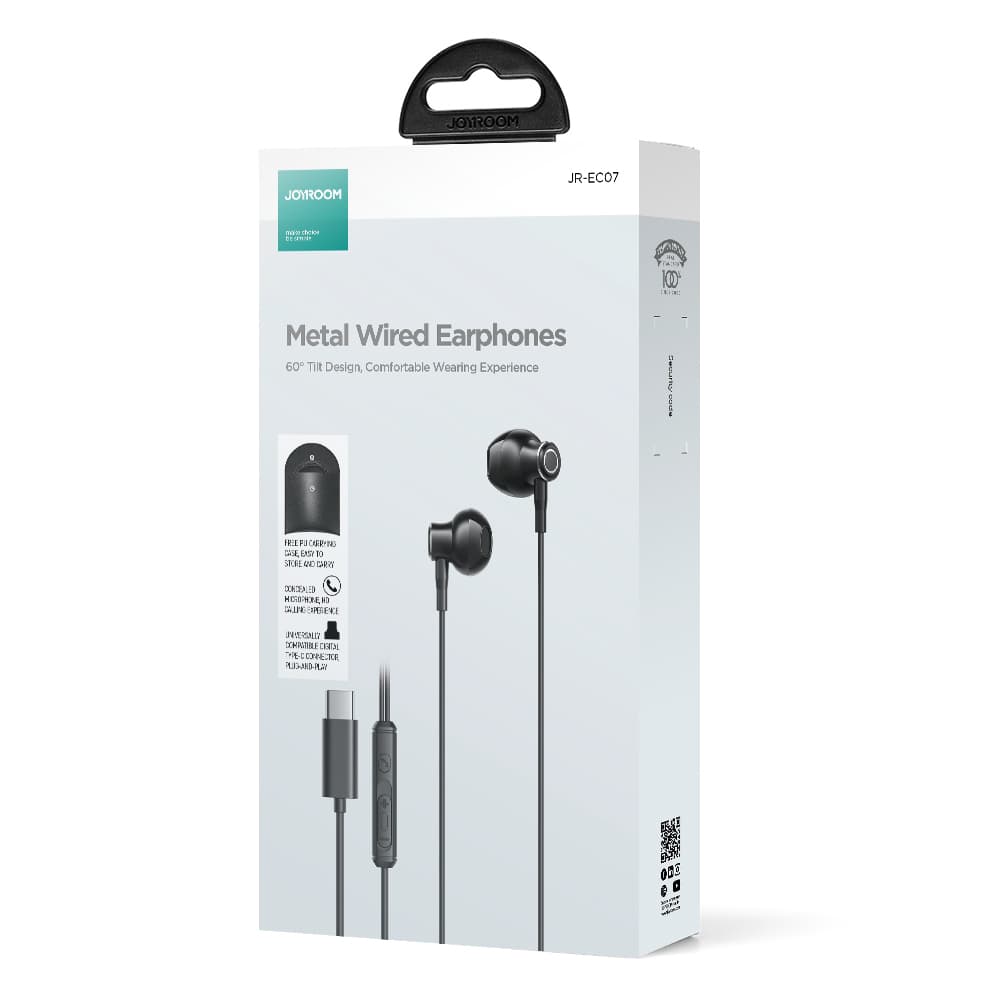 Slušalke Joyroom JR-EC07 USB-C v ušesa, kovinske - črna 5