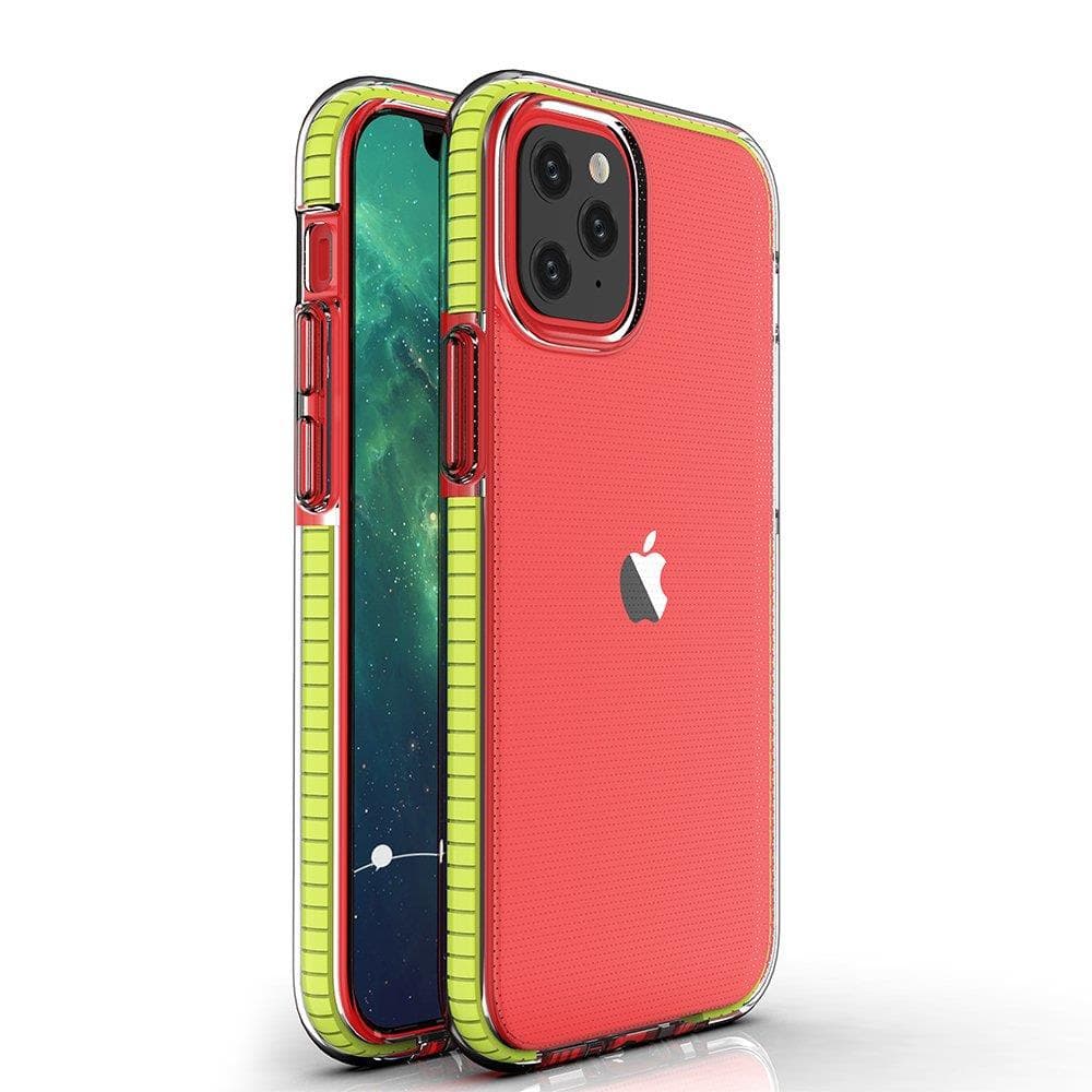 Spring Case Prozorna TPU ovitek z barvnim okvirjem za iPhone 13 mini - Rumena