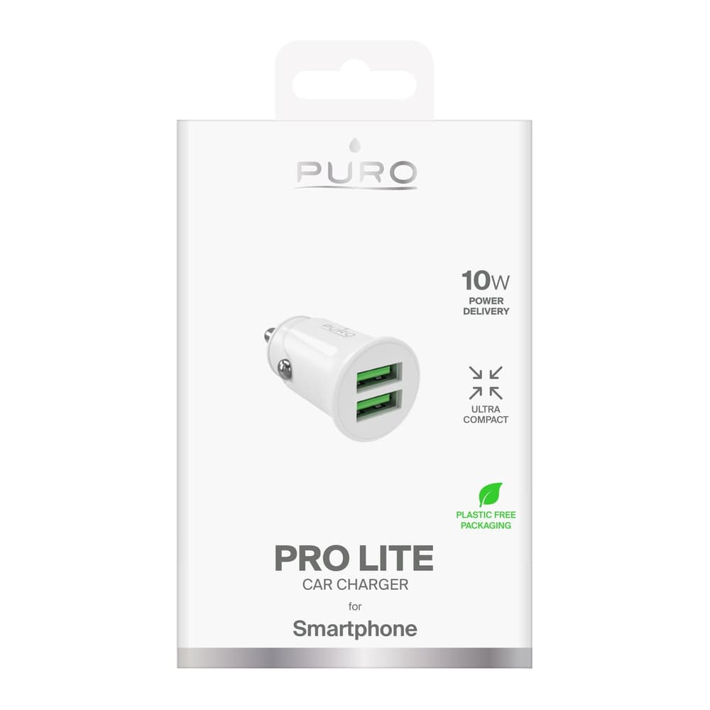 Puro Pro Lite avtomobilski polnilnik 2x USB-A, 10W - bel 2
