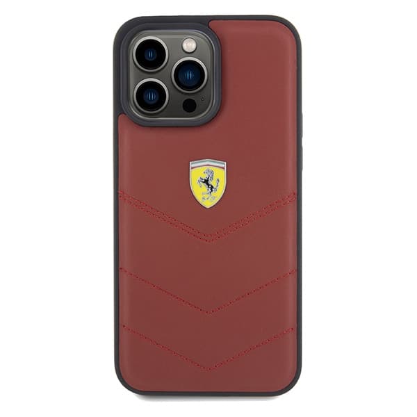 Ovitek Ferrari Leather Stitched Lines za iPhone 15 Pro Max - rdeč 3
