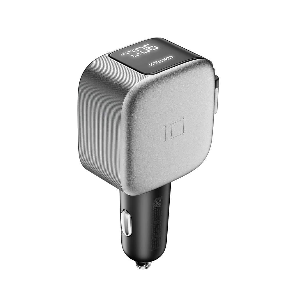 Cuktech CC903P 100W avto polnilec z zaslonom in izvlečnim kablom - Siv 2
