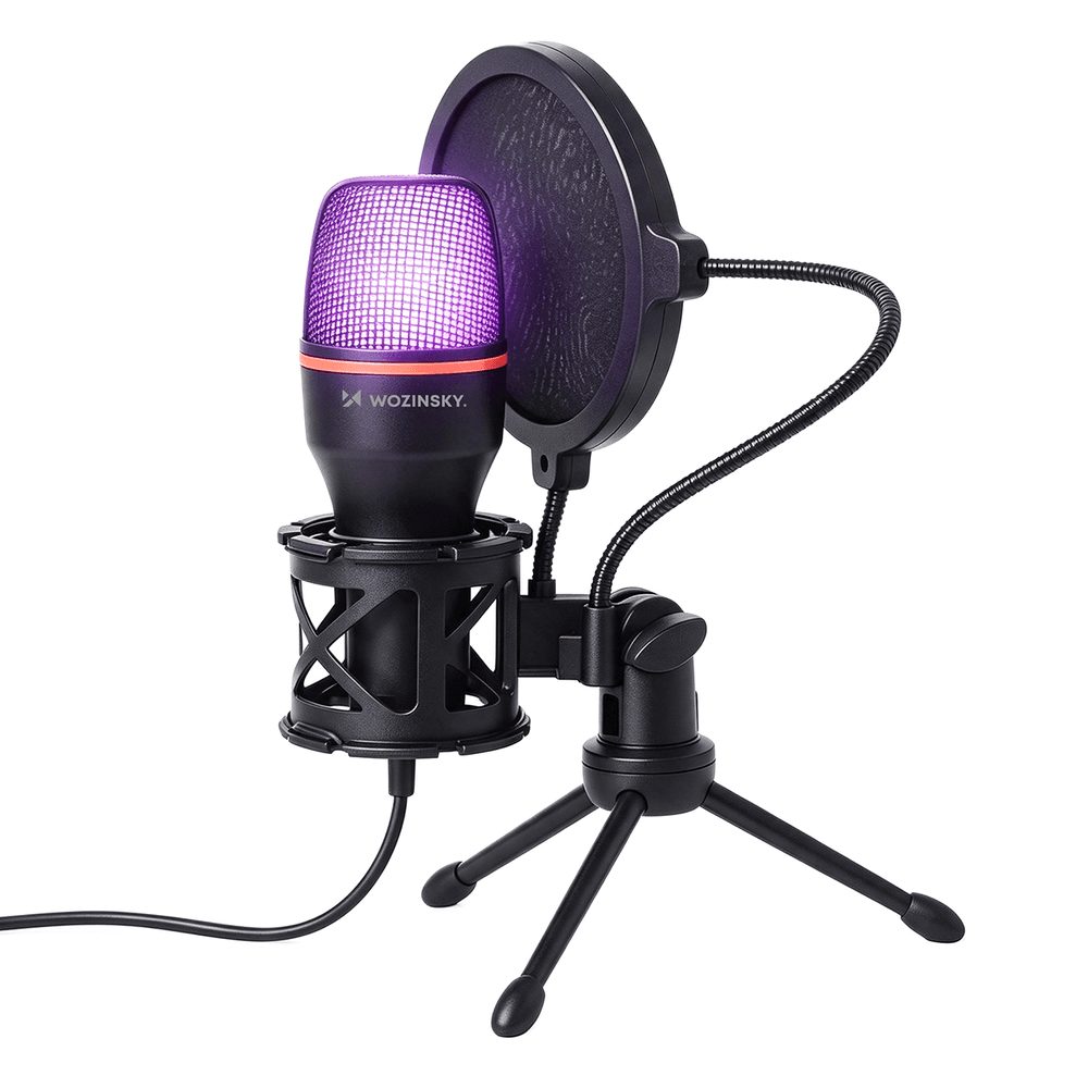 Wozinsky WM-W111 Studijski USB mikrofon z RGB stojalom, črn 2
