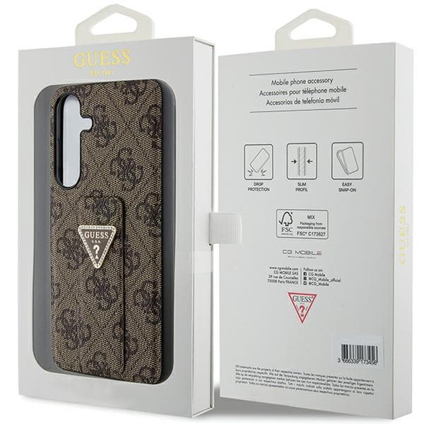 Guess Grip Stand 4G Triangle Strass etui z MagSafe za Samsung S24 - rjava 8