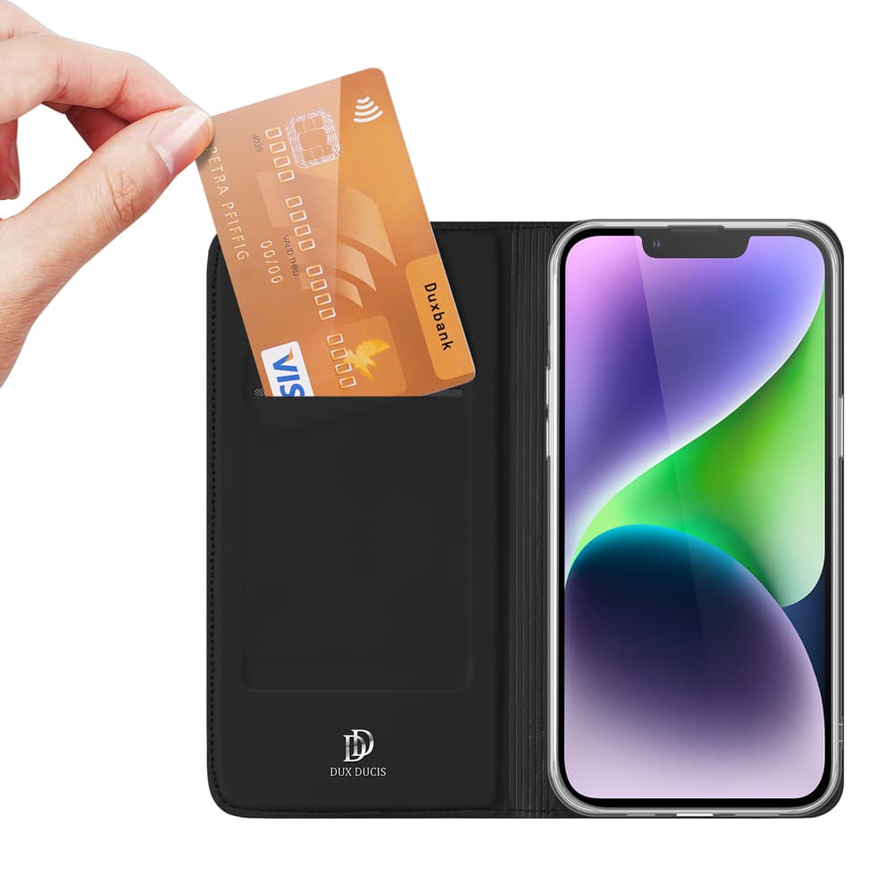 Dux Ducis Skin Pro denarnica ovitek za iPhone 15 Plus - Črna