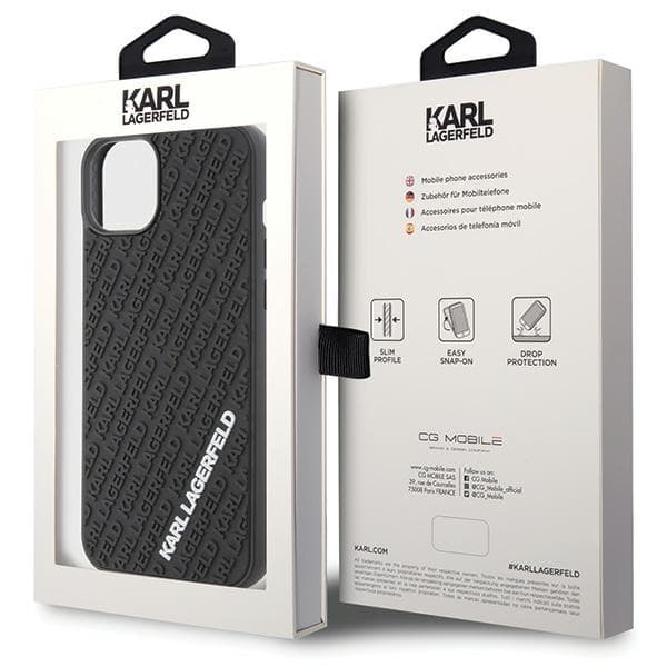 Karl Lagerfeld ovitek za iPhone 15 Plus, 3D Rubber Multi Logo, črn 8