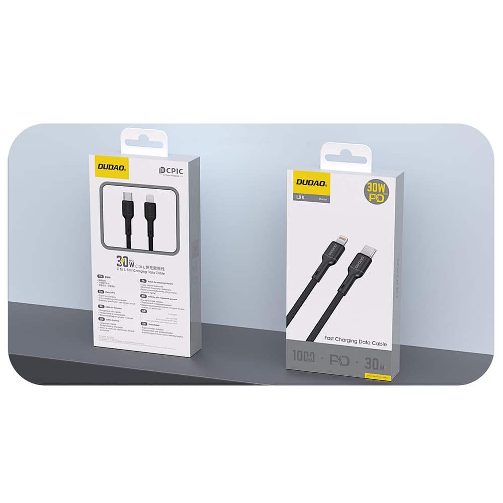 Dudao L9X 30W USB-C - Lightning kabel 2m, črn 2