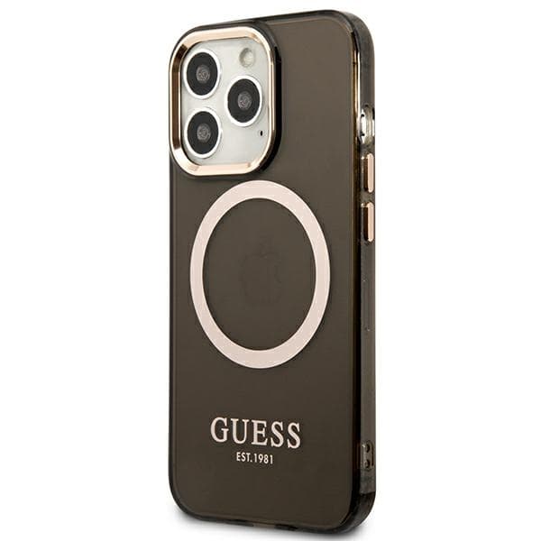 Guess Gold Outline Translucent MagSafe etui za iPhone 13 Pro Max - črna 2