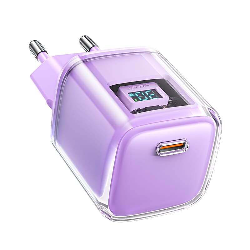 Acefast A53 PD 30W GaN USB-C polnilnik z zaslonom, vijoličen