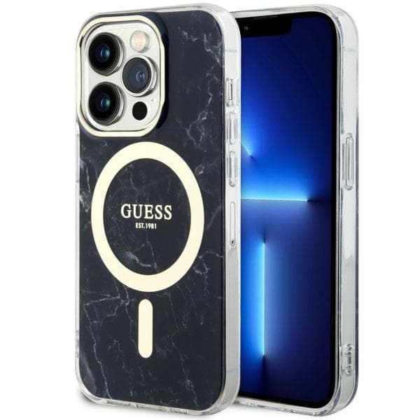 Guess GUHMP14XPCUMAK ovitek za iPhone 14 Pro Max 6.7" črn/črn Marble MagSafe